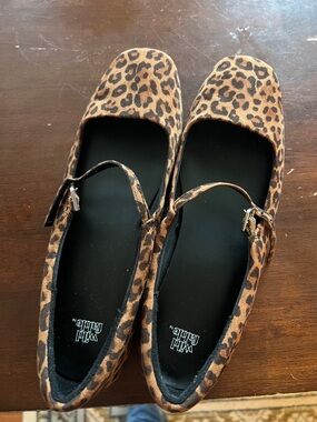 wild fable Leopard Print Brown Tan Ballet Flats with Ankle Strap